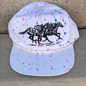 White Splatter Paint Horse Racing Cap